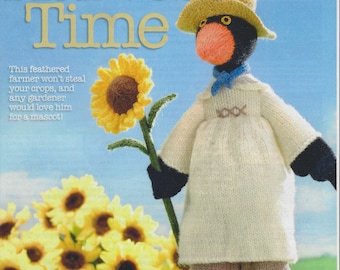 Alan Dart Knitting Pattern Harvest Time Blackbird Farmer Toy Doll in Double Knitting: Pages Removed from Simply Knitting Magazine.