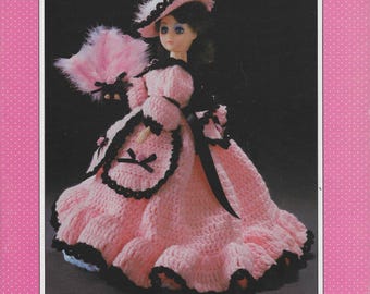 FibreCraft Crochet Pattern Leaflet FCM 169, Lilly: Historical Costume Outfit for a 15in Classic or Fashion Doll