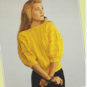 Original Vintage Spectrum Knitting Pattern 6086 - Women&#39;s Ladies&#39; Lacy Top Sweater Jumper Pullover in DK to Fit Chest 76-112cm/30-44in.