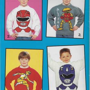 Original Vintage Gary Kennedy Intarsia Power Rangers Knitting Pattern ...