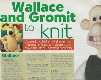 Alan Dart Knitting Pattern, Wallace and Gromit Toys (Dolls) in Double Knitting. Pages from Woman's Weekly Magazine