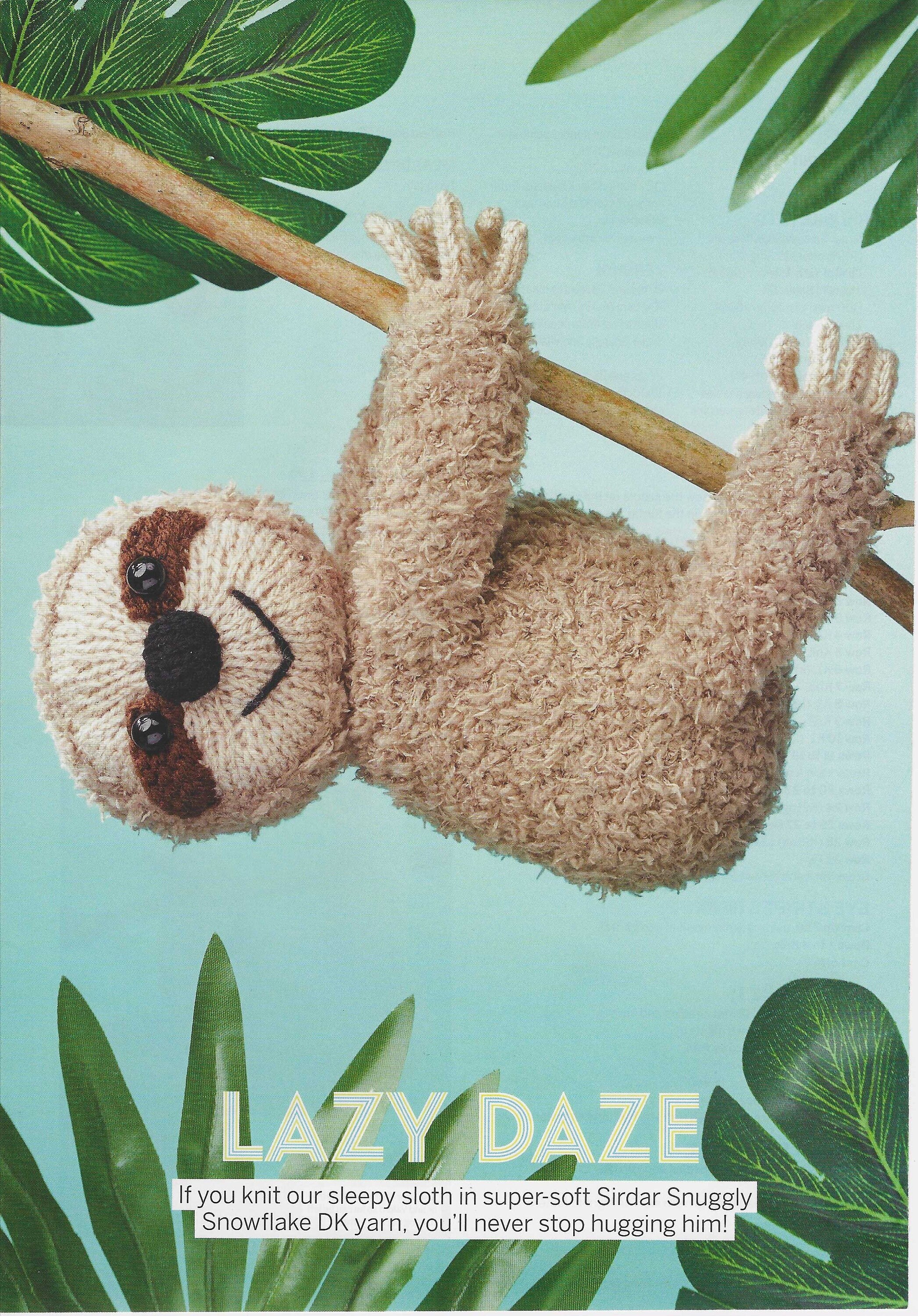 Knitting Pattern 'lazy Daze' Sloth Toy Doll in Double - Etsy UK