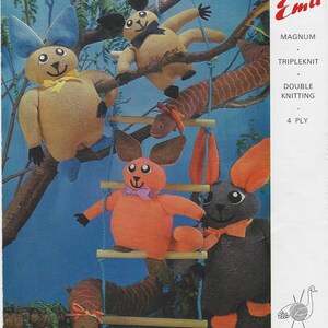May include: Knitting pattern for a set of four Emu toys. The pattern is for a triple knit, double knitting, and 4 ply yarn. The pattern includes instructions for making a ladder and a set of four Emu toys.