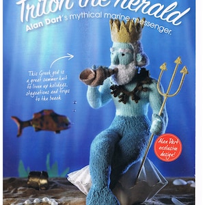 Alan Dart Knitting Pattern Triton the Herald Sea God Myths Doll Toy in Double Knitting: Pages removed from Simply Knitting Magazine.