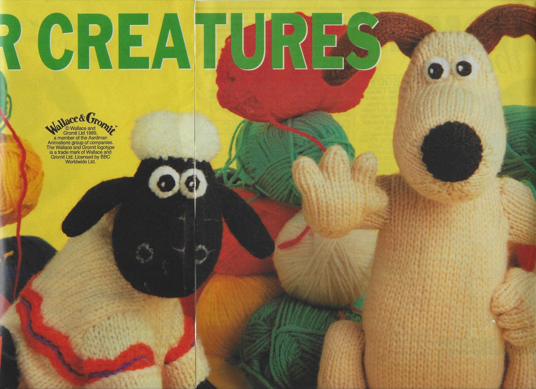 Alan Dart Knitting Pattern Shaun Sheep, Gromit Dog Toys Dolls, Wallace