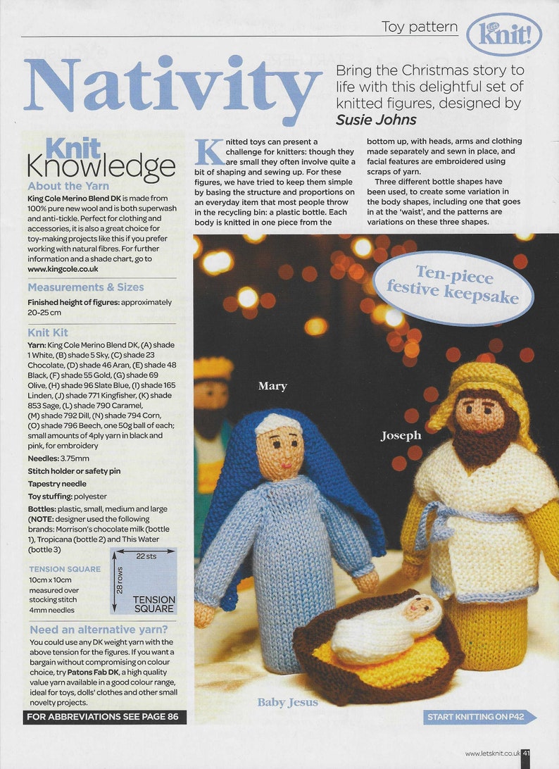 Knitting Pattern Tenpiece Christmas Nativity Crib Set Etsy