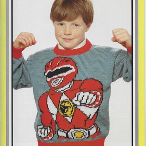 Original Vintage Gary Kennedy Intarsia Power Rangers Knitting Pattern ...