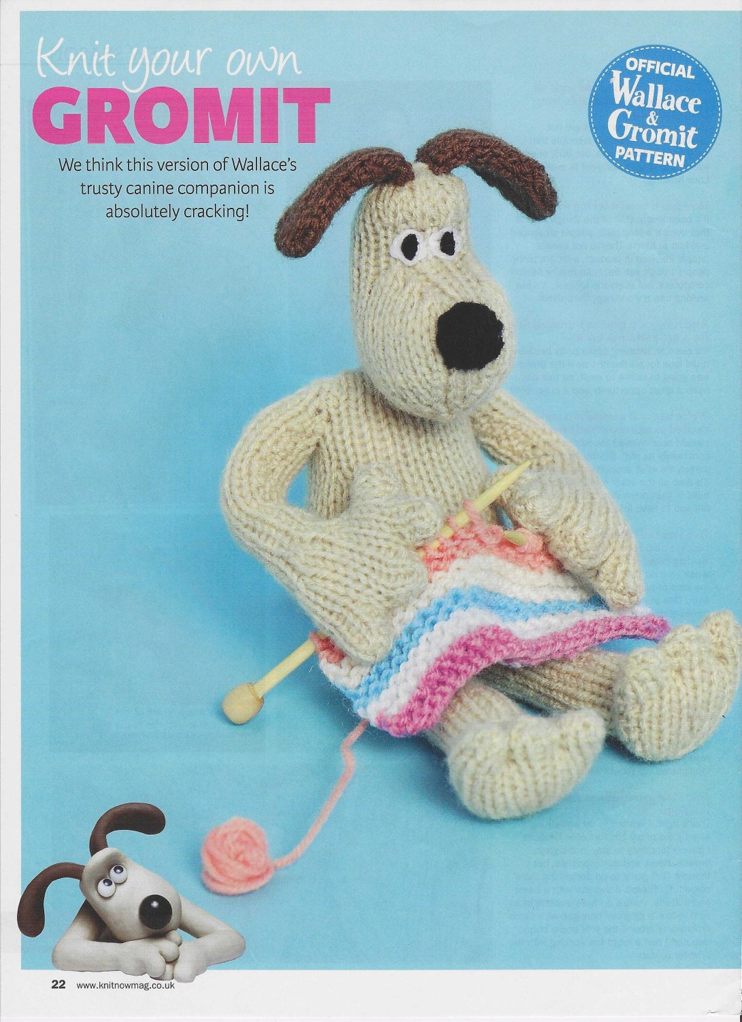 Gromit from Wallace and Gromit Toy Doll Knitting Pattern in Etsy