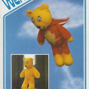 Original Vintage Wendy Knitting Pattern 2540: SuperTed Teddy Bear Toy Doll in Double Knitting. Joy Gammon.
