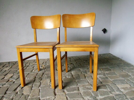 Two Very Nice Chairs From The 50s Sturdy Wooden Chair Etsy