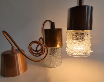 Vintage VEB Narva lights, Germany 1970 - DDR metal lamp 70s - Space Age - copper lamps - ceiling lamp bubble glass pendant light