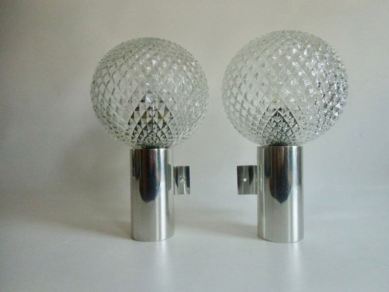 GLASS ball lamp wall lamp from the 70s vintage wall lamps glass lamp VEB living room lamp Halle Wall Lamp DDR east Germany image 2