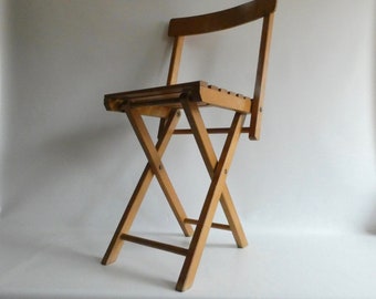 Vintage Holz Klappstuhl aus den 50er Jahren - Blumentisch - Französischer Kinderstuhl kleiner Stuhl - Puppenstuhl Zeitungsständer Wohnkultur