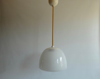 GLASS BALL LAMP 1940 - Art Deco - Bauhaus - German rod lamp - Opal ball - Dell Wagenfeld Brandt era