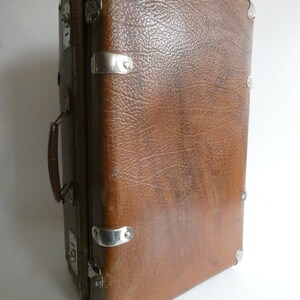 Vintage vulcanized fiber suitcase from the 60s suitcase made of leather stone or cottonid travel suitcase Odtimer shabby decoration country house image 5