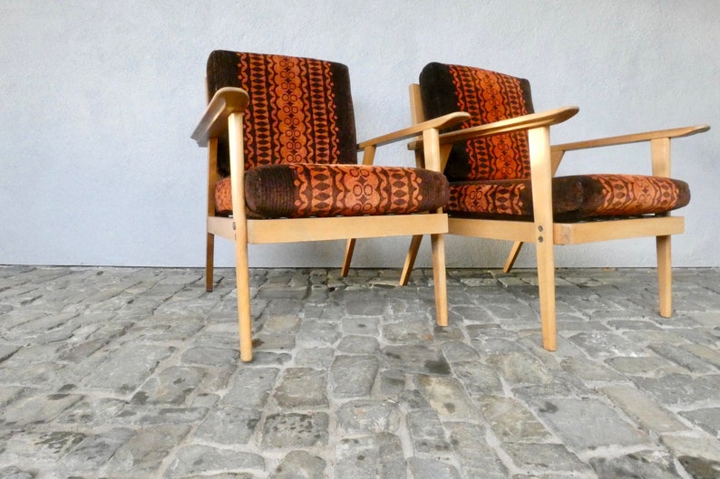 2 vintage armchairs Danish design classics from the 60s Mid Century Scandinavian armchair living room chair wooden armchair lounge chair image 1