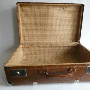 Vintage Vulkanfiber Koffer aus den 60er Jahren Koffer aus Lederstein oder Cottonid Reisekoffer Odtimer shabby Dekoration Landhaus Bild 3