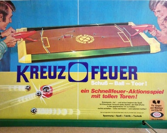 Crossfire from the 70s by Arxon - vintage table football toy - rare action games & lots of fun. Timeless analogue game