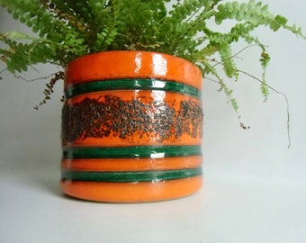 Vintage CERAMIC planter from the 70s - Fat Lava Pot W. Germany - Mid Century - Flower Planter German Pottery Design - Home Decor