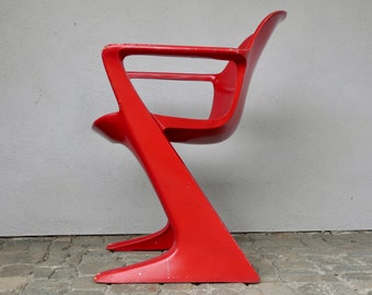 Z-chair Ernst Moeckl * Horn Collection from the 1960s "kangaroo chair" with armrests DDR Vario Pur red true vintage cantilever chair