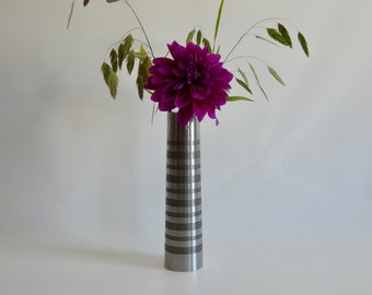 Heavy metal vase made by hand - cylinder vase - performance stainless steel - mid century modern flower vase