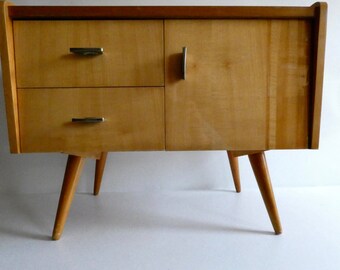 Vintage bedside cabinet from the 50s - small cabinet - mid century chest of drawers - drawer cabinet true vintage