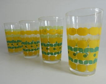 Gläser Set aus den 70er Jahren - besonders hübsche, original Vintage Trinkgläser Pop Art Saftgläser - Wasserglas - Space Age - Graziela Stil
