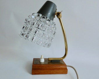 Tischlampe aus den 50/60er Jahren aus Holz und Metall - Vintage Nachttischlampe  - kleine Leuchte - Wandlampe Mid Century - Akzenten Leuchte
