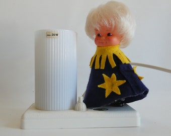 Vintage bedside lamp with doll Pieter Klick West Germany - DDR table lamp mid century - collector's lamp - desk lamp - night light