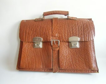 Vintage briefcase from the 60s - student or teacher bag - UNISEX bag - leather bag - office bag