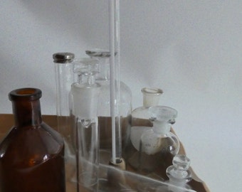 Vintage Apothecary Jars Clear - Medicine Glass - Pharmacy Bottles - Chemical Laboratory - Witch's Kitchen