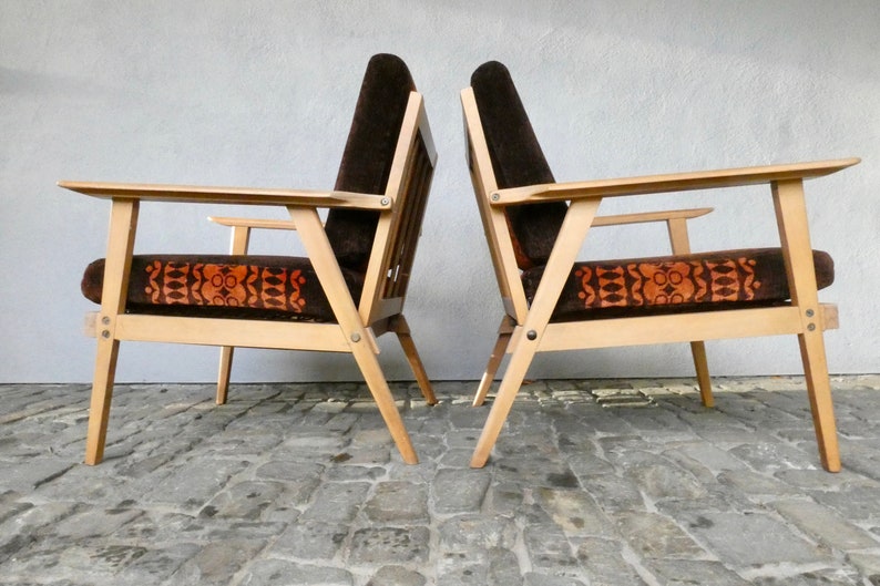 2 vintage armchairs Danish design classics from the 60s Mid Century Scandinavian armchair living room chair wooden armchair lounge chair image 2