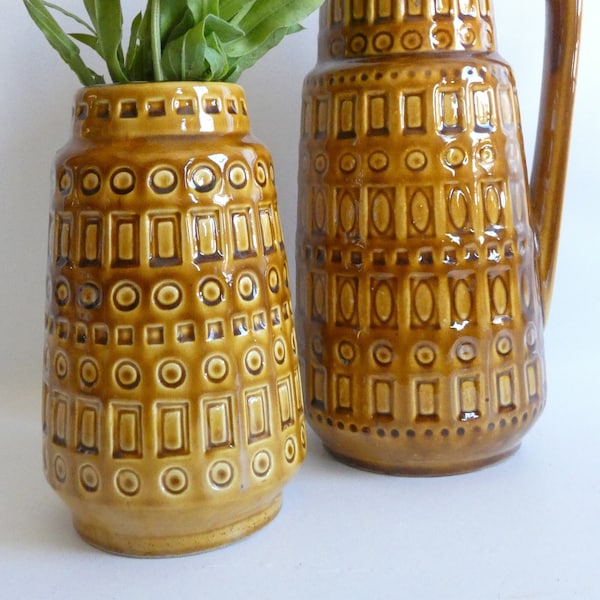 Vintage Keramik Vase von Scheurich Dekor Inka aus den 70er Jahren - True German Design - Blumenvase