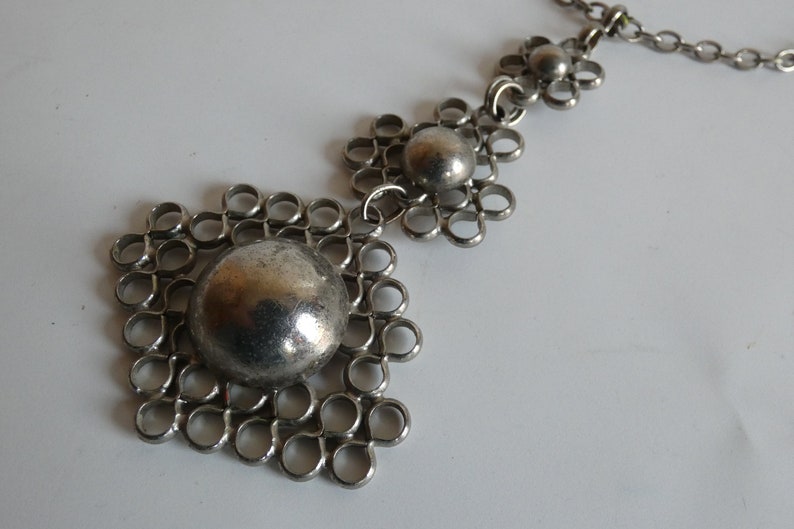 Costume jewelry necklace from the 1970s Modernist Vintage necklace 70s Necklace with pendant image 1