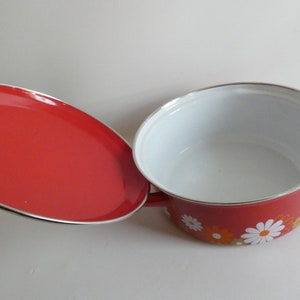 Enamel pot from the 70s Vintage pot with lid Red enamelled pot 1970 cooking pot image 2