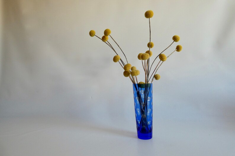 Elegant crystal vase by Friedrich Glas olive cut vintage glass vase blue RESIN CRYSTAL design flower vase image 8