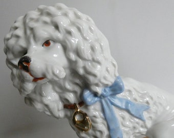 White Porcelain English Poodle - Art & Collectible - Vintage Collectibles Figurine - Porcelain Poodle - Porcelain Dog Figurine