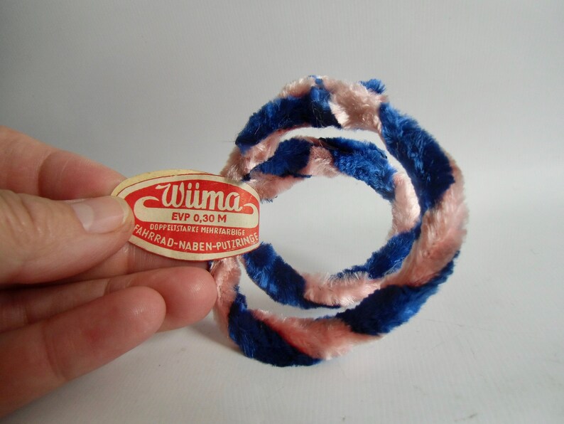 Vintage original Wüma Record for bicycle or vintage car DDR hub ring hub cleaning rings blue/pink OVP from the company WÜMA from the 70s image 2