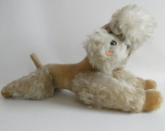 Steiff dog from the 60s - antique toy - Poodle Snobby 5310.04 - mohair white 4-fold jointed - stuffed animal - stuffed dog