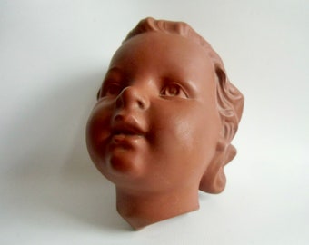 Ceramic wall mask - Wall mask - 60s - Cortendorf - Woman's head Girl's head - Ceramic head - Antique - Art - Wall masks Porcelain