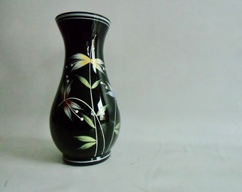 Schwarze Vase VEB Kunstglas Wasungen - Hyalithglas  50er Jahre - Glas Vase Dekorationsstück - Vintage Blumenvase - Seltenes Fundstück