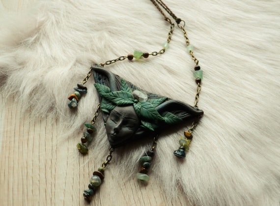 OOAK Jewelry Polymer Clay Faux gold Tiger Eye Necklace