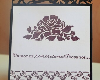 Carved and stamped flowers thank you card