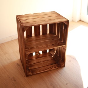 Flamed New Fruit Crate Wooden Crate with Intermediate Bottom Short 50 x 40 x 30 cm