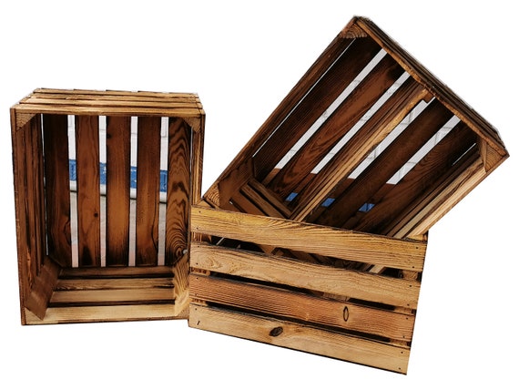 Cajas de madera Cajas de vino nuevas flameadas 50 x 40 x 30 cm 3er SET Piso  intermedio Largo -  México