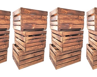 Obstkiste Weinkiste Holzkiste vintage geflammt 50x40x30 cm im 12er SET