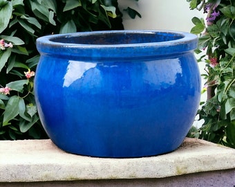 Vaso da fiori in ceramica modello "Bavaria" 52 cm blu royal