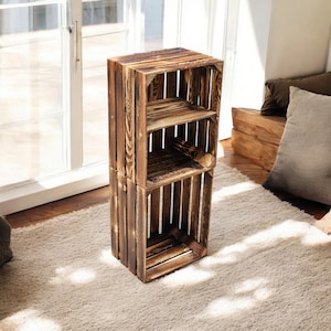 Teramico 2 Caisses En Bois Vintage Flammées Avec Tiroir - 50x40x30 Cm - Rangement Et Décoration