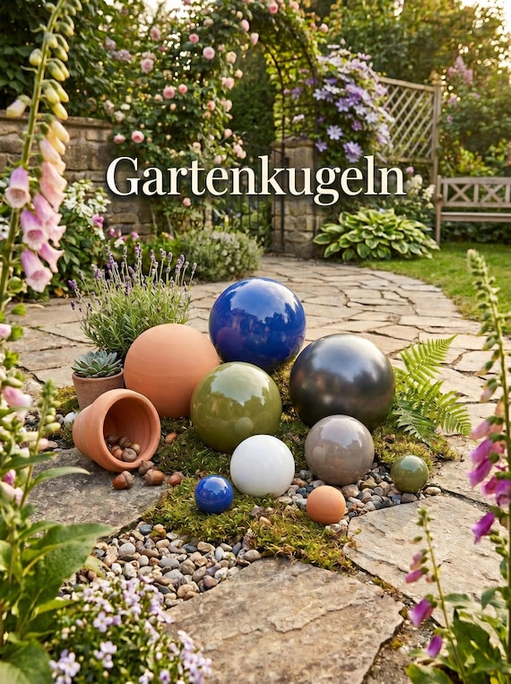 Gartenkugeln Dekokugeln Keramik Terracotta Frostfest Steinzeug Gartendeko Set Balkon Glasiert Olivgrün Royal-Blau Anthrazit Weiß Grau Deko