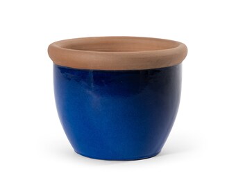 TucanoHamburg Blumentopf 'Schale' Blau – Frostfester Steinzeugtopf 20x11cm, Handgefertigt & Mit 10 Jahre Garantie